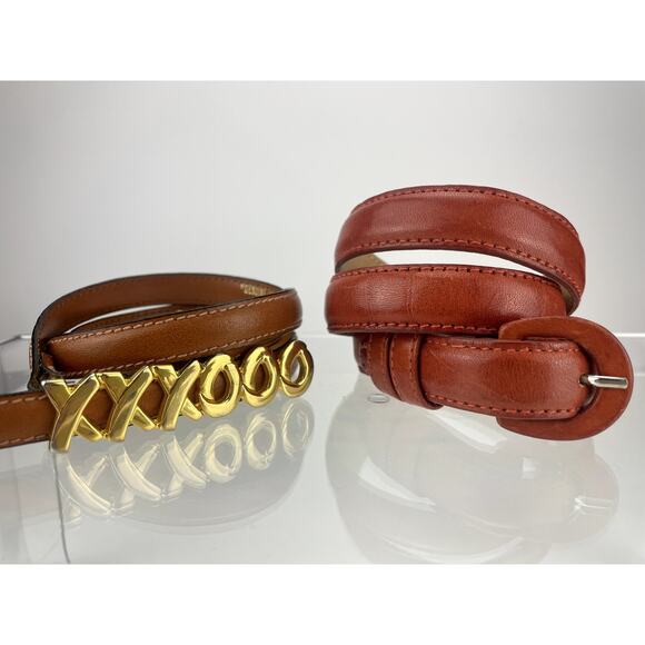 Pair of Vintage Leather Skinny Belts Womens (S)(26) PALOMA PICASSO ASTOR‎ Italy - Picture 1 of 10